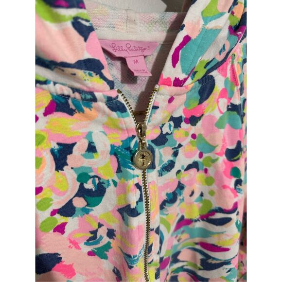 Lilly Pulitzer Skipper Popover Top Pina Colada UPF 50+ Size MEDIUM 1/4 Zip Pocke - Picture 5 of 9